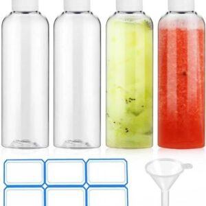 4 Pack 3.4 Oz (100ml) Clear Plastic Shot Bottles with caps | Travel Bottles for Health, Immunity, Wellness, Samples - Perfect for Ginger Juice & Personal Care on the Go