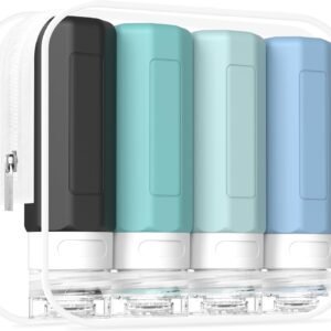 Redfly Travel Bottles for Toiletries, Tsa Approved 3oz Travel Size Containers, Leak Proof Travel Size Toiletries Bottles Silicone, BPA Free Refillable Shampoo Conditioners Essentials Kit, Gray