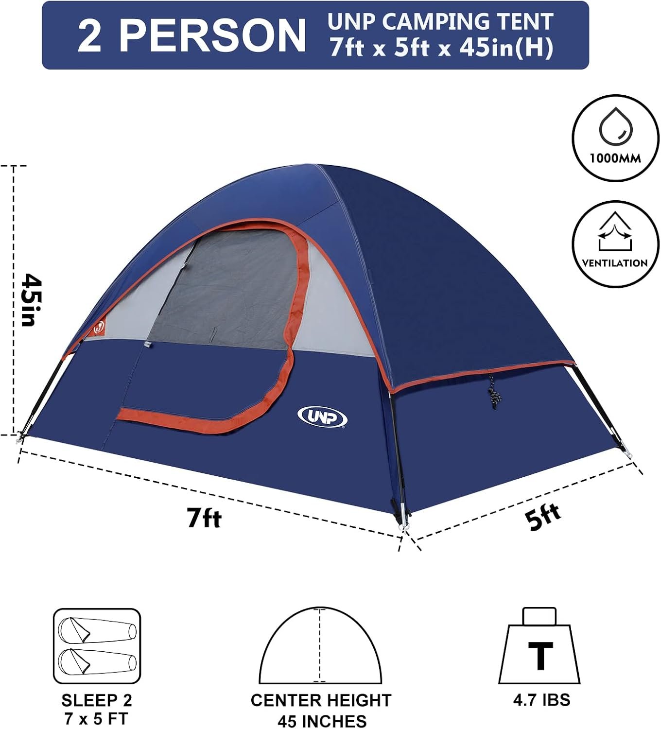Camping Tent 2-4 Person, Waterproof Windproof Tent with Rainfly Easy Set up-Portable Dome Tents for Camping… - Image 3