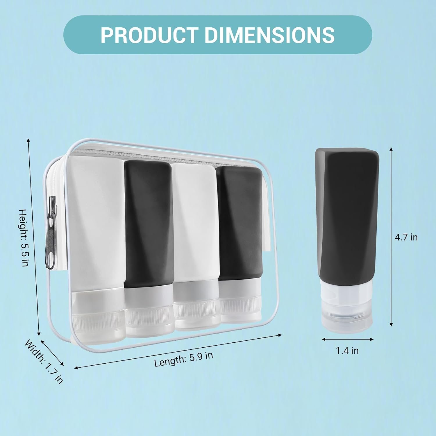 Travel Bottles Leak Proof,3 oz TSA Approved Silicone Squeezable, Refillable Containers Set for Toiletries Shampoo Conditioner Lotion (travel bottles black) - Image 2