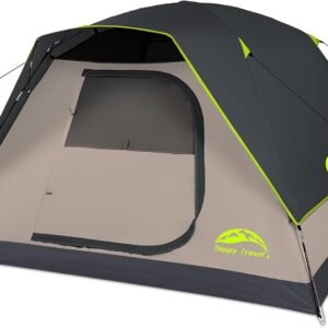 Happy Travel Camping Tent, 4/6 Person Dome Tents for Camping with Rainfly | Waterproof Clip Easy Setup Portable Family Tent with Mesh Windows, 20% More Headroom Backpacking Tents for Camping & Hiking
