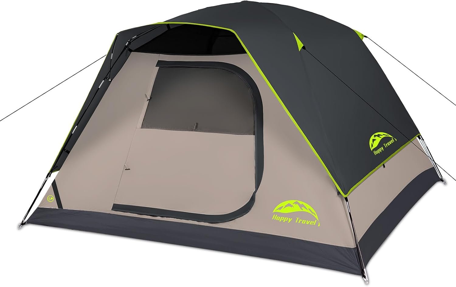 Happy Travel Camping Tent, 4/6 Person Dome Tents for Camping with Rainfly | Waterproof Clip Easy Setup Portable Family Tent with Mesh Windows, 20% More Headroom Backpacking Tents for Camping & Hiking