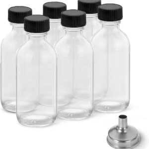 6pack 2oz Ginger Shot Bottles, Reusable Glass Shot Bottles with Caps | Leak-proof Airtight Lid| Mini Travel Bottles | Ideal for Ginger, Juice& Immunity Shots | Premium Food-Grade Glass