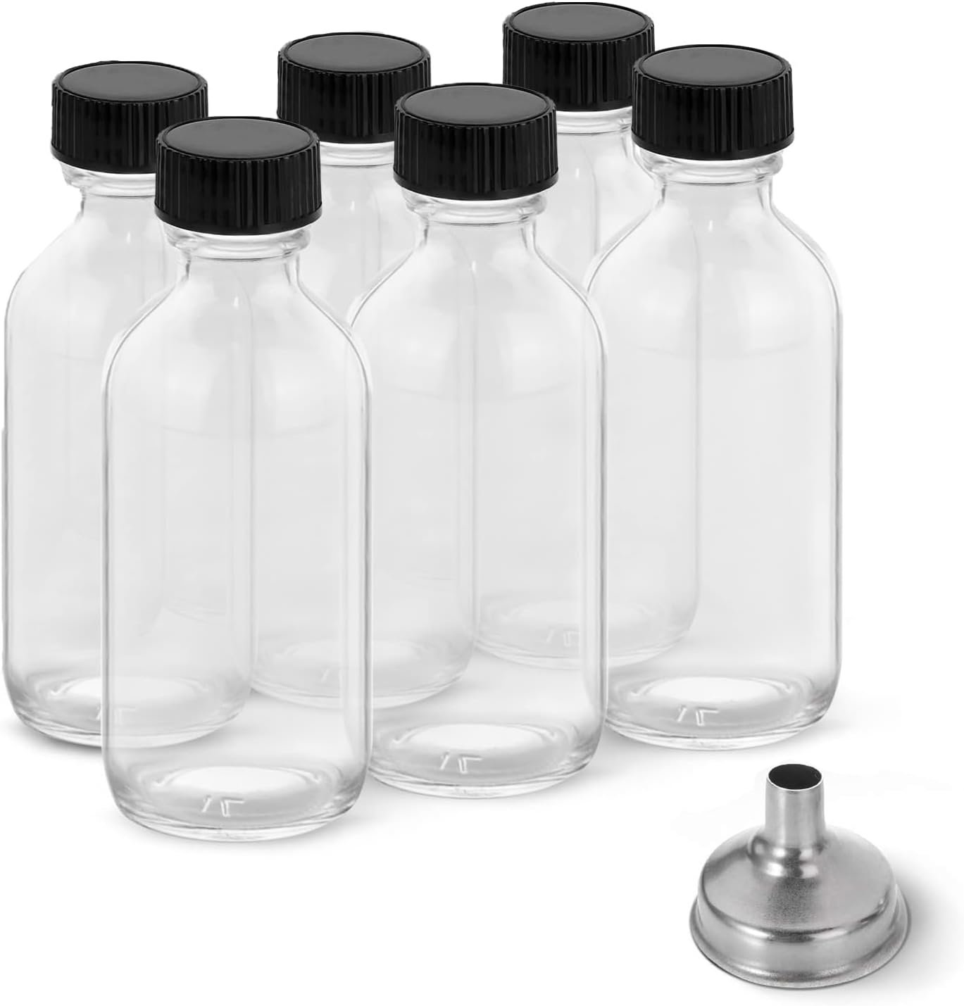 6pack 2oz Ginger Shot Bottles, Reusable Glass Shot Bottles with Caps | Leak-proof Airtight Lid| Mini Travel Bottles | Ideal for Ginger, Juice& Immunity Shots | Premium Food-Grade Glass