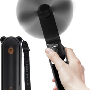 JISULIFE Handheld Fan 8 Plus: 40H Cooling & 4500mAh PowerBank & Flashlight | USB Rechargeable, Portable Pocket Size for Travel, Makeup, Concerts, Summer Gifts for Women(Black)