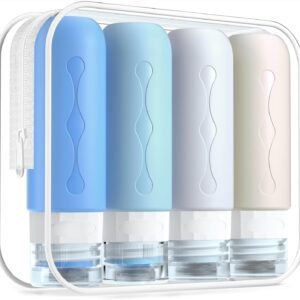 Gemice Travel Bottles for Toiletries, Tsa Approved Travel Size Containers with Clear Bag, BPA Free Leak Proof Travel Tubs Refillable Travel Accessories for Cometic Shampoo Lotion Blue