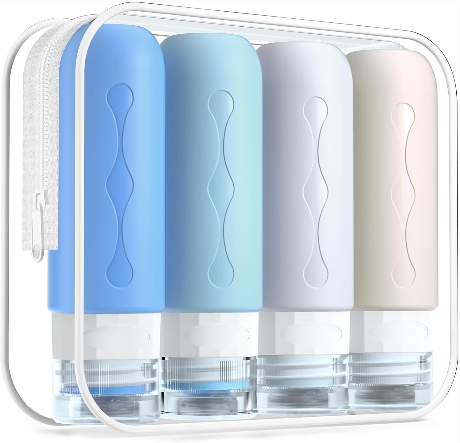 Gemice Travel Bottles for Toiletries, Tsa Approved Travel Size Containers with Clear Bag, BPA Free Leak Proof Travel Tubs Refillable Travel Accessories for Cometic Shampoo Lotion Blue