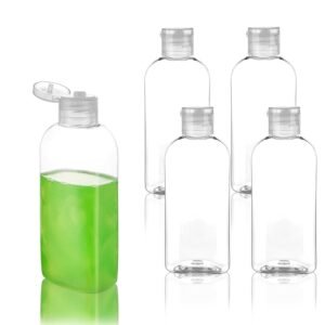Travel Bottles for Toiletries 5-Pack Squeeze Bottle with Flip Caps | Refillable Leak Proof TSA Approved 3.4oz/100ml Small Bottles for Shampoo, Conditioner, Lotion and Cosmetics