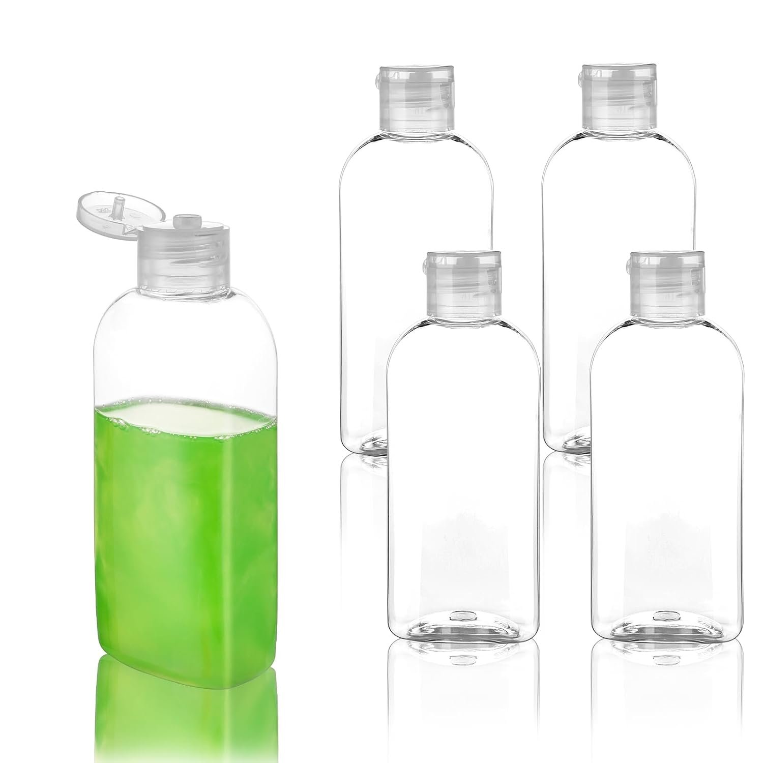 Travel Bottles for Toiletries 5-Pack Squeeze Bottle with Flip Caps | Refillable Leak Proof TSA Approved 3.4oz/100ml Small Bottles for Shampoo, Conditioner, Lotion and Cosmetics