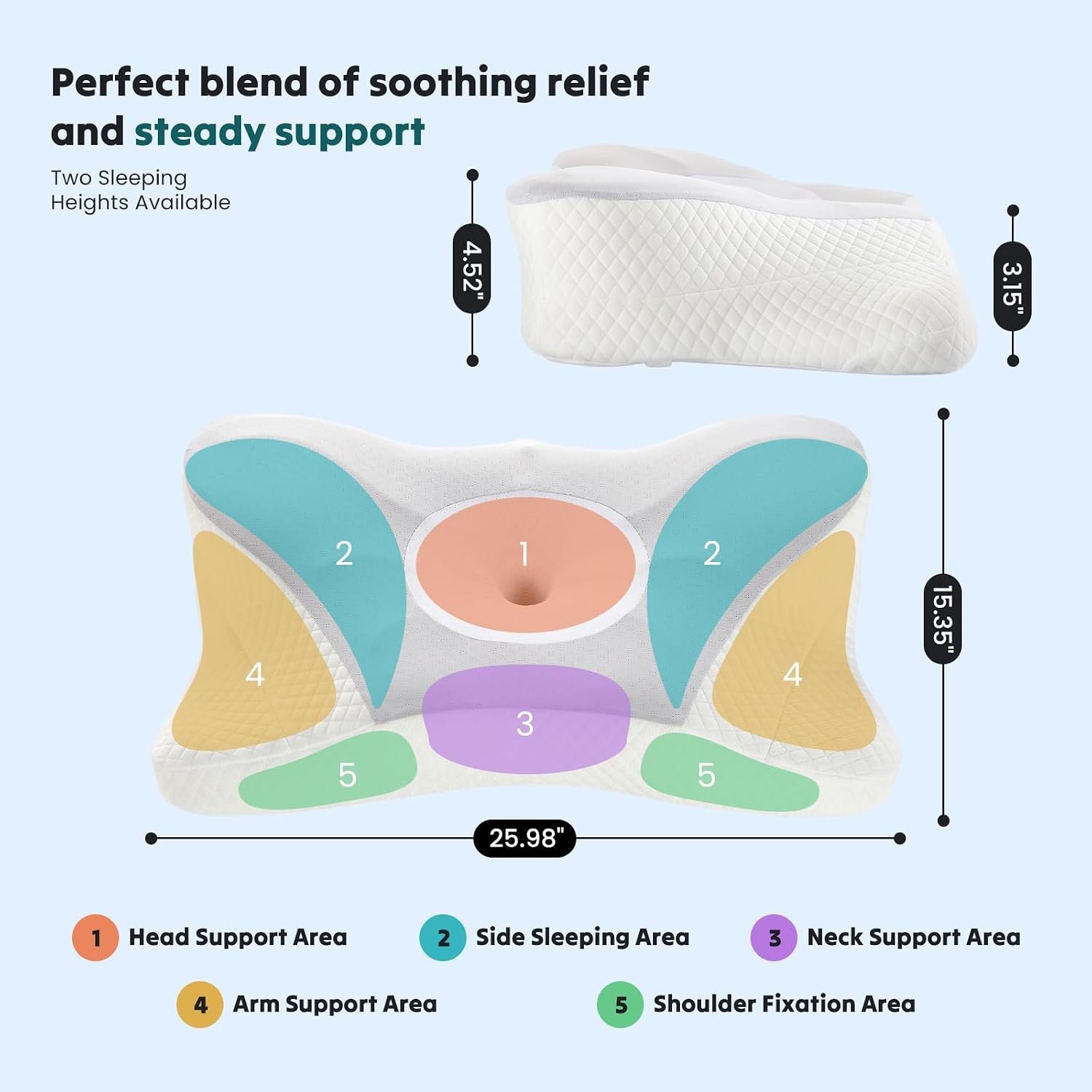 Sweetcrispy Cervical Pillow for Neck Pain Relief, Cooling Memory Foam | Contour Pillow for Side, Back, and Stomach Sleepers, Ergonomic Orthopedic Bed Pillow for Adults, Queen Size, Grey - Image 8