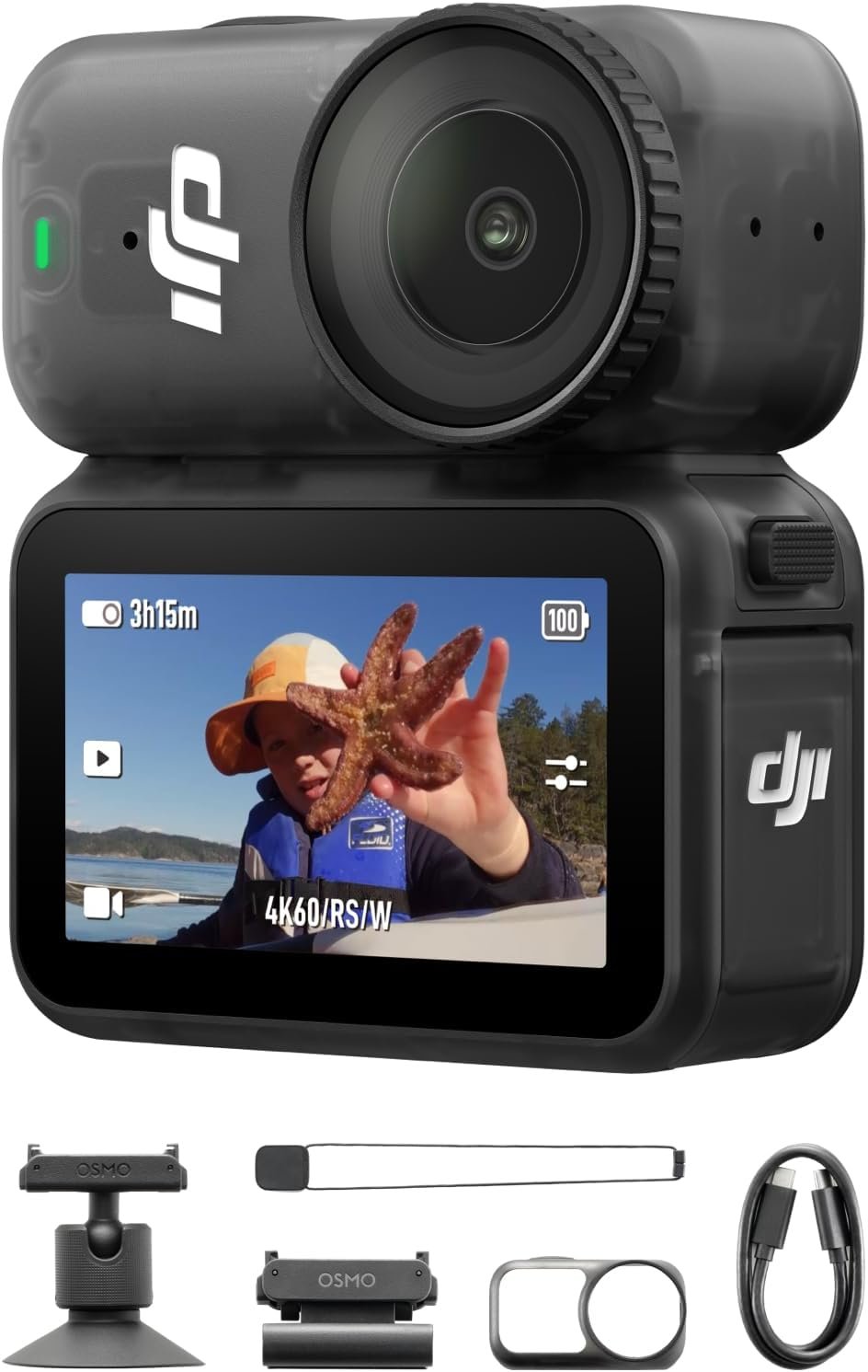 DJI Osmo Nano Standard Combo (128GB), 4K Wearable Camera, 1/1.3″ Sensor | 1/1.3″ Sensor | 4K/60fps & 143° Wide FOV | 200-Min Battery | Swift Content Transfer | Magnetic Wearable Design