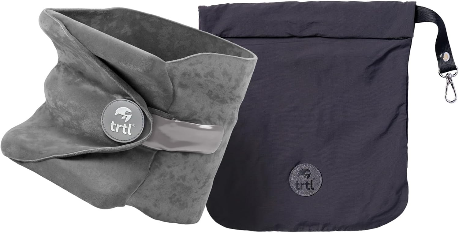 Trtl Pillow - Scientifically Proven Neck Support Travel Pillow for Airplanes - Lightweight and Machine Washable - Ergonomic Design for Traveling on Cars and Trains - Grey