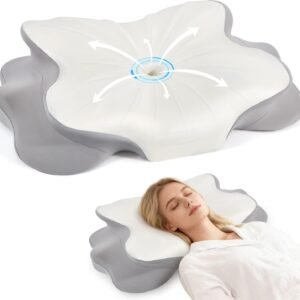 Cervical Pillow for Neck and Shoulder,Contour Memory Foam Pillow,Ergonomic Neck Support Pillow for Side Stomach Back Sleepers with Skin-Friendly Pillowcase (White)