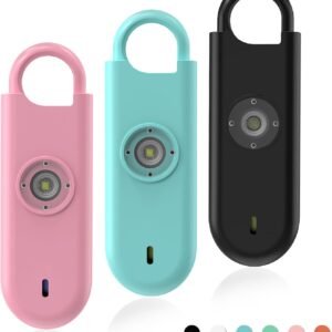 Fauxomor 140dB Personal Safety Alarm for Women 3pack Self Defense Keychain | Super Loud Siren with Low Battery Notice & Strobe Light, Long Battery Life, Portable for Kids College Girls, Pink+Blue+Black