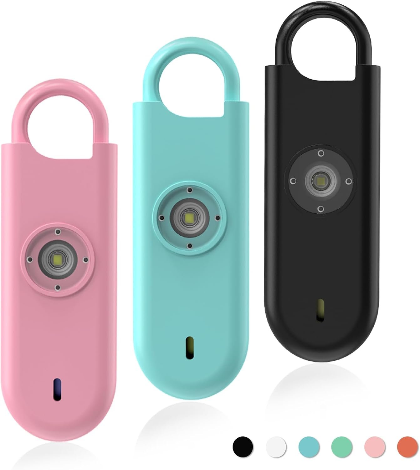 Fauxomor 140dB Personal Safety Alarm for Women 3pack Self Defense Keychain | Super Loud Siren with Low Battery Notice & Strobe Light, Long Battery Life, Portable for Kids College Girls, Pink+Blue+Black