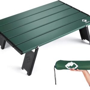 VILLEY Portable Mini Folding Beach Table, Ultralight Aluminum Side Table | Lightweight Aluminum Side Table with Carry Bag for Beach, Camping, Picnics, Hiking, Fishing & Travel, Green