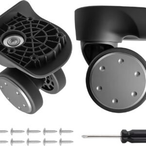 Luggage Wheels Replacement 2 Pack Heavy-Duty Suitcase Wheels with 5 Screw Holes,360° Smooth Rolling Spinner Casters for Luggage Repair(FW134-S)
