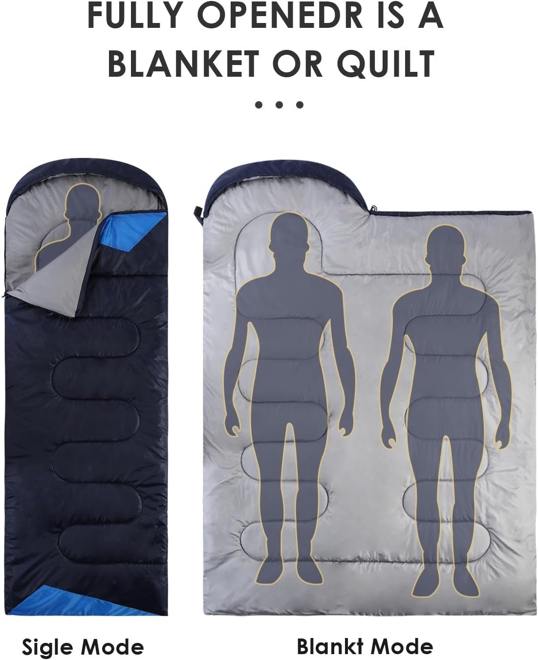 Sleeping Bags for Adults Backpacking Lightweight Waterproof- Cold Weather Sleeping Bag for Girls Boys Mens for Warm Camping Hiking Outdoor Travel Hunting with Compression Bags - Image 4