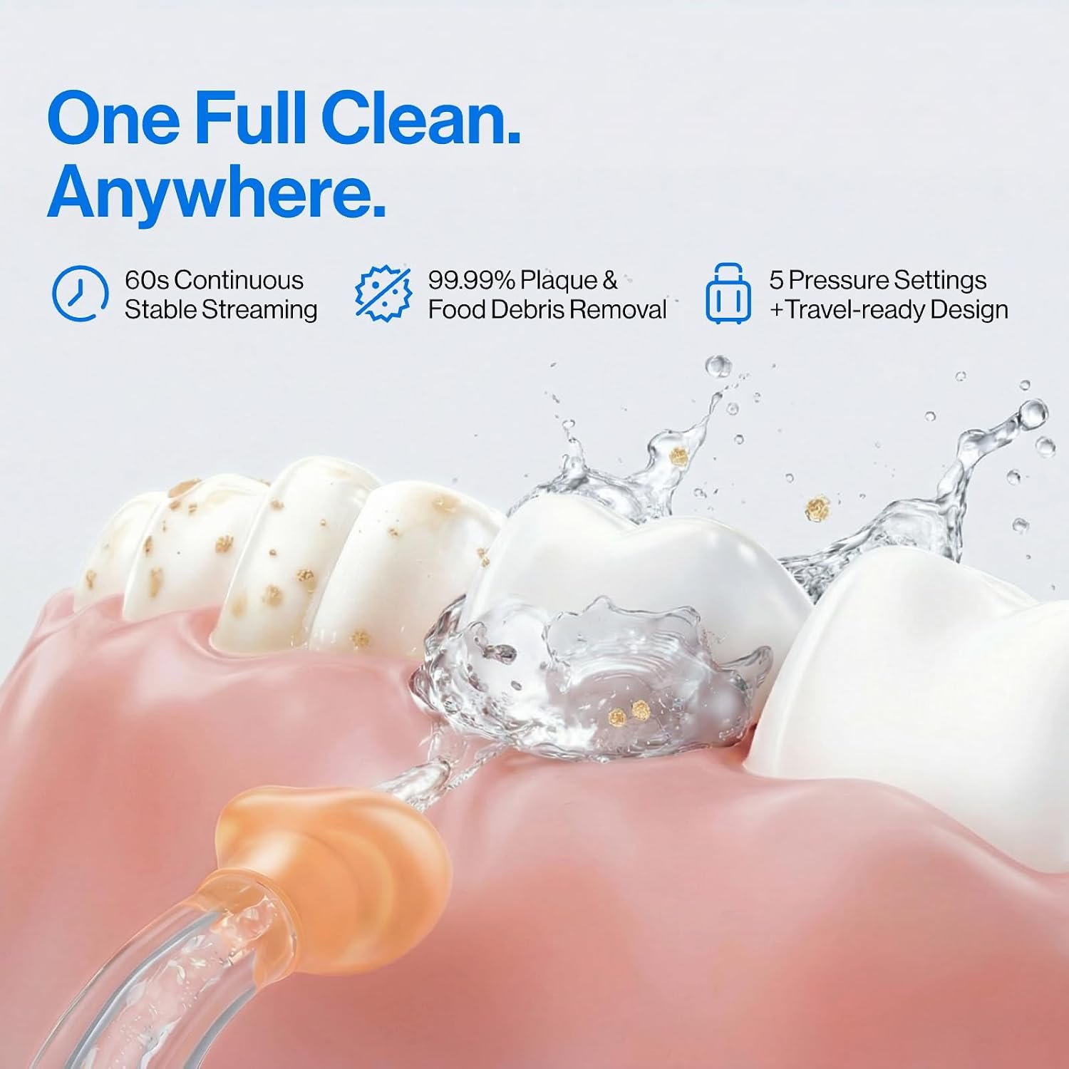 usmile C30 Cordless Water Flosser, 300ml Tank, 5 Modes, IPX7, Black | S-Shaped Nozzle, USB-C Rechargeable Portable Oral Irrigator for Braces, Sensitive Gums, Teeth Cleaner, Home & Travel - Image 4