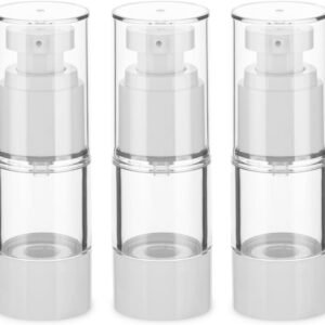 0.5OZ/15ML Clear Airless Pump Bottles, Lotion Dispenser Travel with Pump, Vacuum Plastic Travel Size Lotion Bottle for Foundation, Creams, Cosmetic(3 Pack)