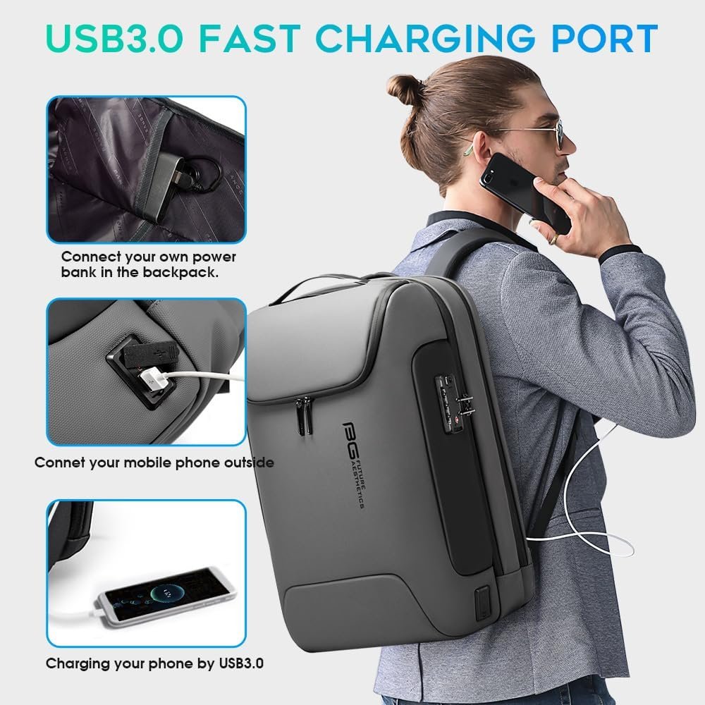 BANGE Anti Theft Backpack With TSA Lock,Waterproof Backpacks With YKK Zipper, High Tech Business Backpack For Men And Women, Laptop Backpack Fits For 17.3 Inch Notebook… - Image 6