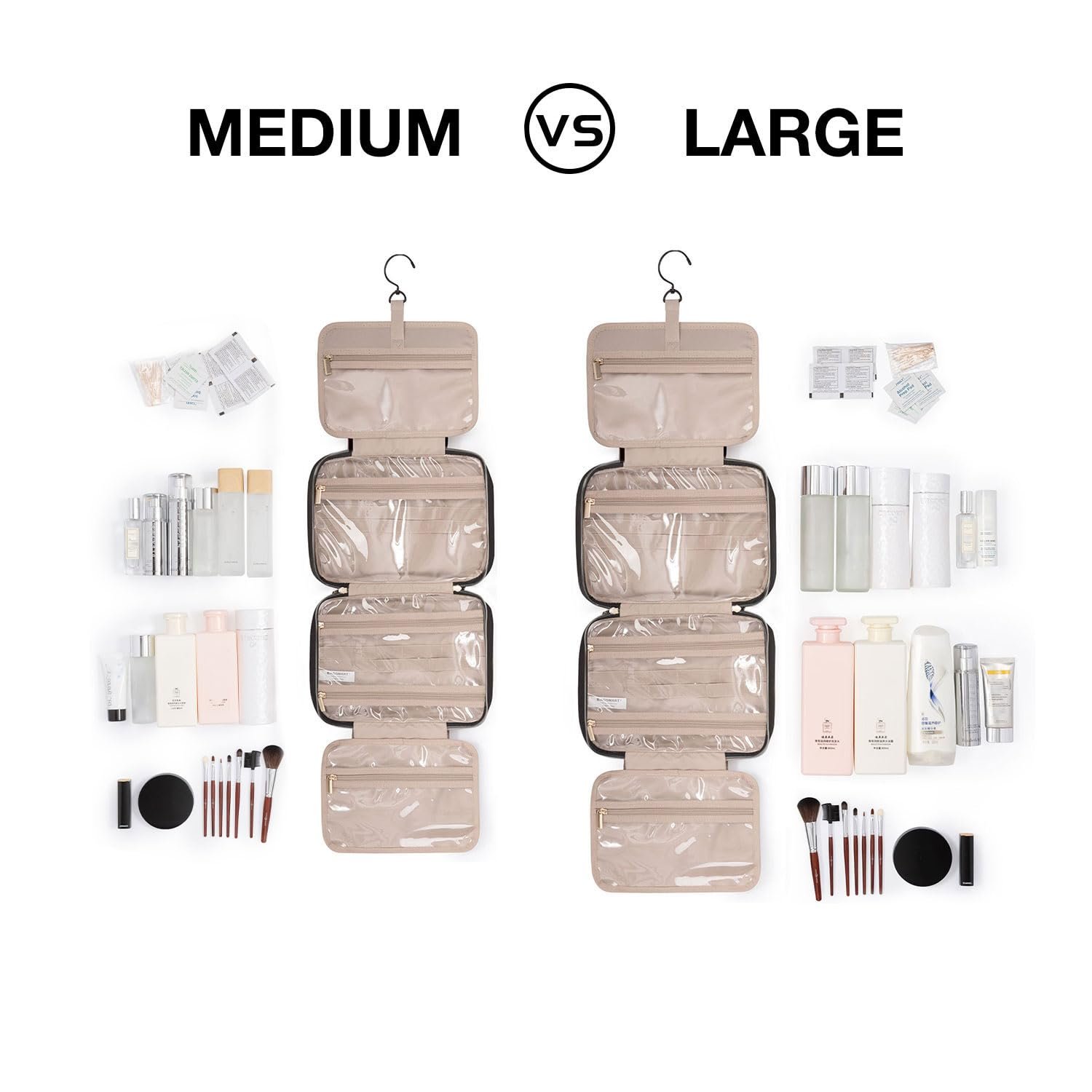 BAGSMART Large Toiletry Bag Travel Bag with Hanging Hook, Water-resistant Makeup Cosmetic Bag Travel Organizer for Accessories, Shampoo, Full Sized Container, Toiletries - Image 2