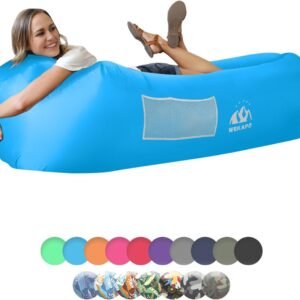 WEKAPO Inflatable Couch Air Lounger Chair - Camping & Beach Accessories, Portable Blow up Sofa for Hiking, Lawn, Indoor/Outdoor Movies & Music Festivals. Lightweight and Easy to Set Up Air Hammock
