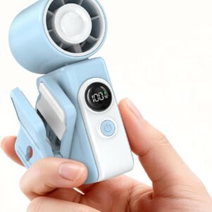 Clip-On Portable Fan for Strollers Travel, Rechargeable Turbo Personal Fan | Clip to Bag Strap Hat Stroller Shirt Desk Car Seats, Small 4 Speed 360° Rotate, Led Display, Turbo 13500RPM, Travel Essential