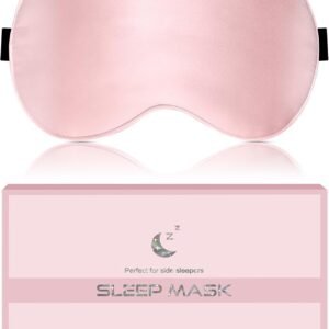 Silk Sleep Mask for Women - Soft Breathable Organic Natural Mulberry Silk Fabric Blackout Eye Mask for Sleeping with Adjustable Straps No Pressure Eye Mask for Travel Essentials Gifts (Pink)