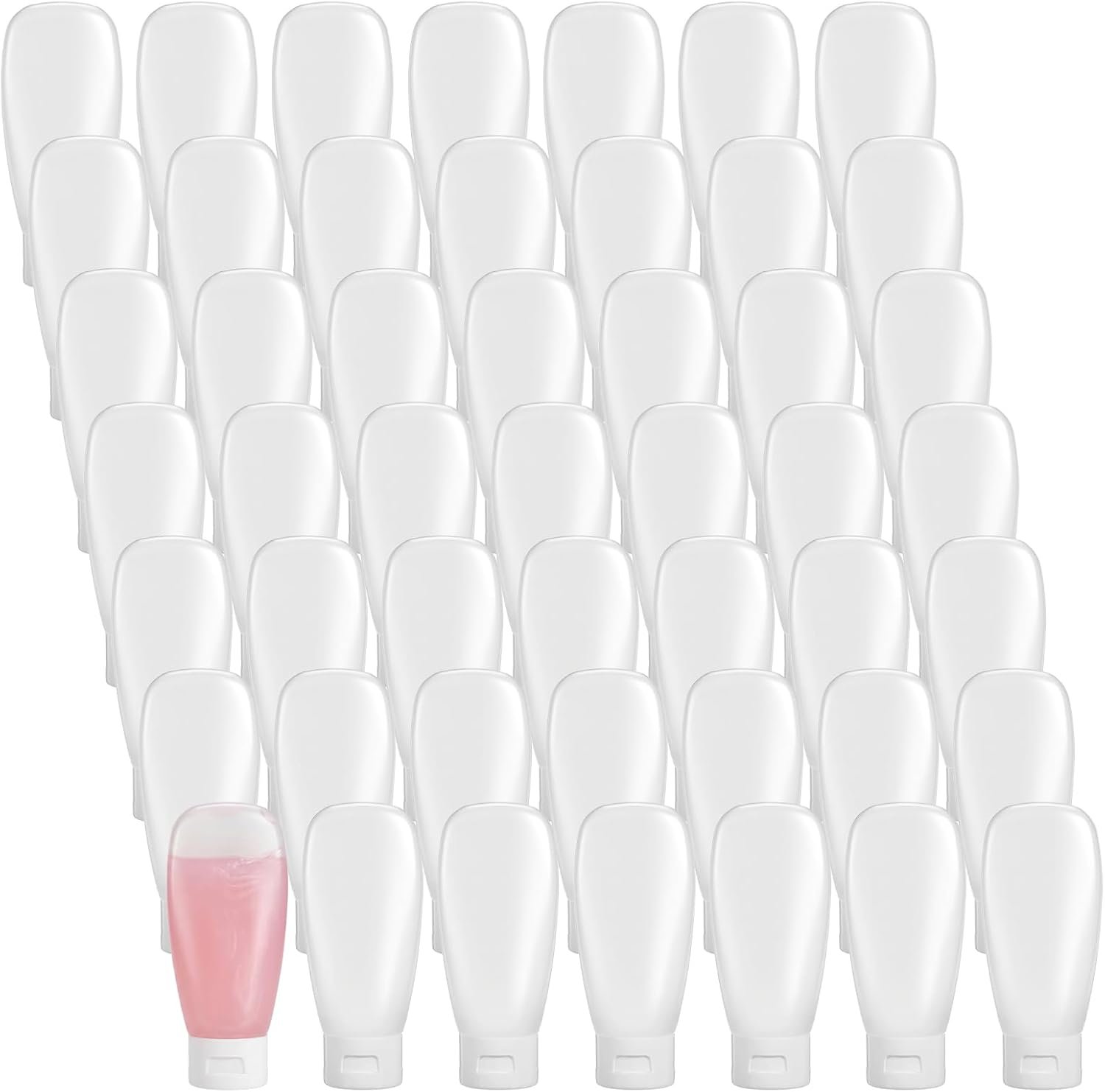 50 Pcs 2oz Plastic Squeeze Tubes, Travel Bottles for Toiletries 2 oz Plastic Refillable Cosmetic Squeeze Bottles Leak Proof Travel Size for Shampoo Conditioner Lotion