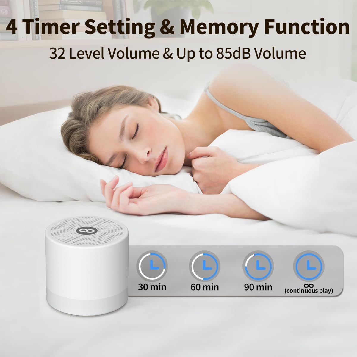 Sound Machine Mini White Noise Machine with 30 Soothing Sounds 4 Timers Memory Function for Newborn Baby Kids Adults Portable Rechargeable Sleep Brown Noise Machine for Travel Camping Home Office - Image 6