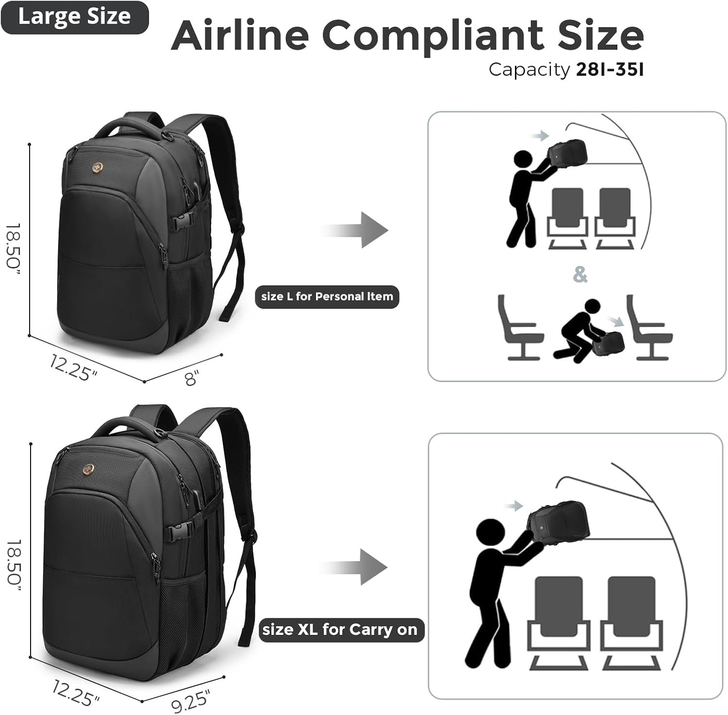 Swissdigital Design Backpack for Men & Women Fit 17 Inch Computer SD1671-01 | Travel Laptop Backpack, College Bag, Business Bag, with USB Charging Port, RFID Protetion Pocket, 35l Expandable, Black - Image 8