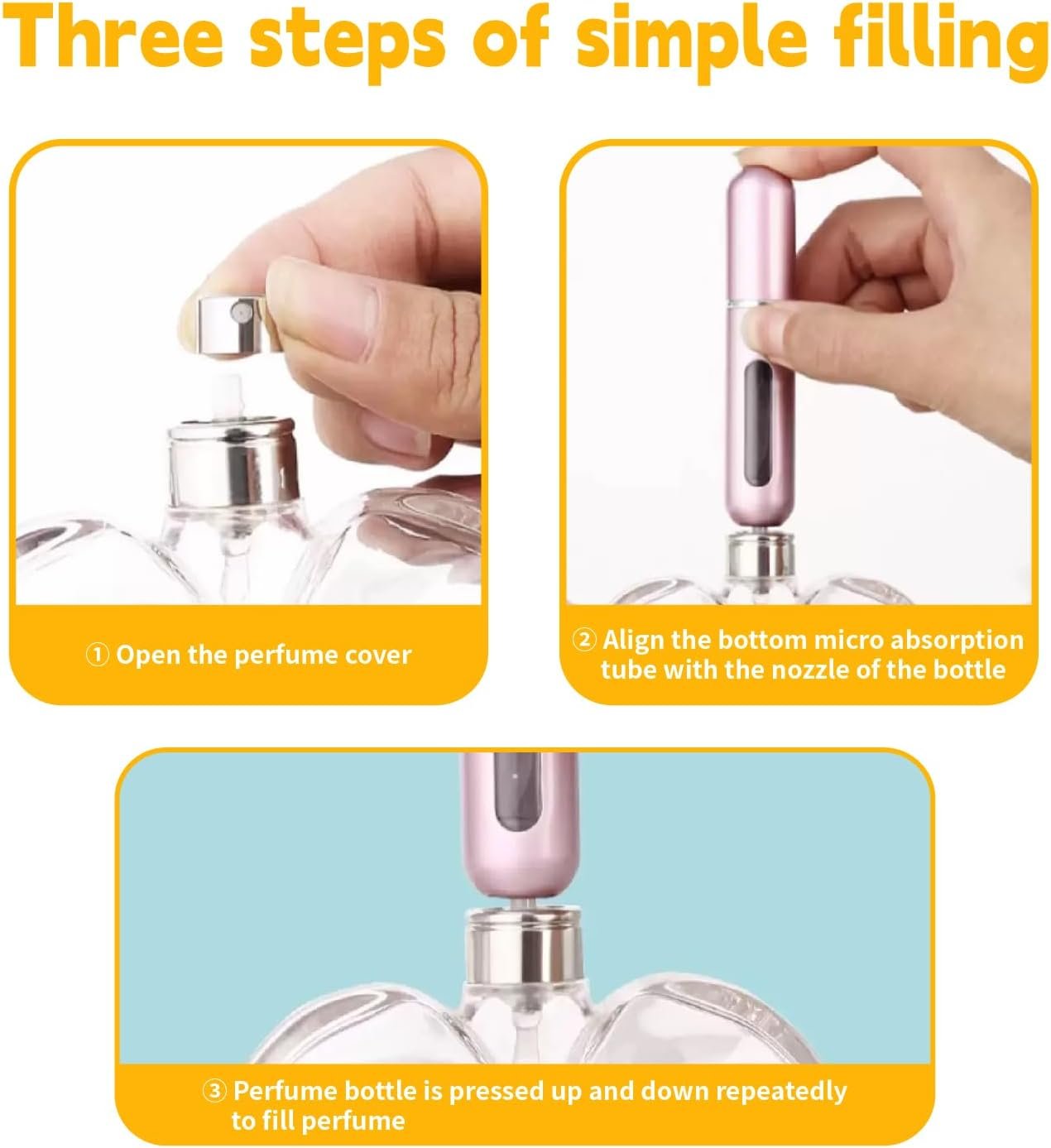 Perfume Travel Refillable Bottle,Leak-Proof,Travel Essentials for Women/Men | 6color 5ml Mini atomizer portable spray,aluminum shellleak-proof design,easy bottom-fill pump,Travel&Cruise Essentials - Image 5