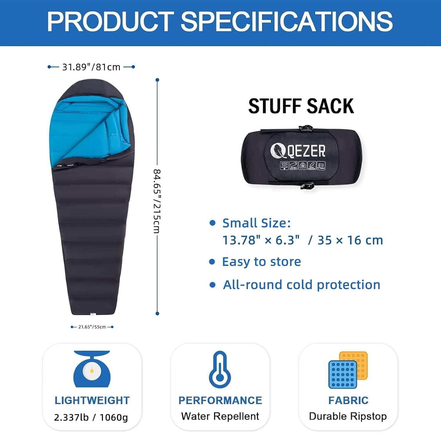 Down Mummy Sleeping Bag for Adults, 600 Fill Power Backpacking | 0°F 10°F 15°F 20°F,Cold and Warm Weather Use, Down, Lightweight Compact Carry, Camping Hiking Backpacking - Image 2
