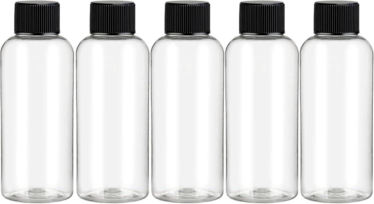 DNSEN Travel Bottles for Toiletries 3.4 oz Travel Size Mouthwash Bottles with Black Screw Cap, BPA Free Leak-Proof Portable Liquid Container 5 pack