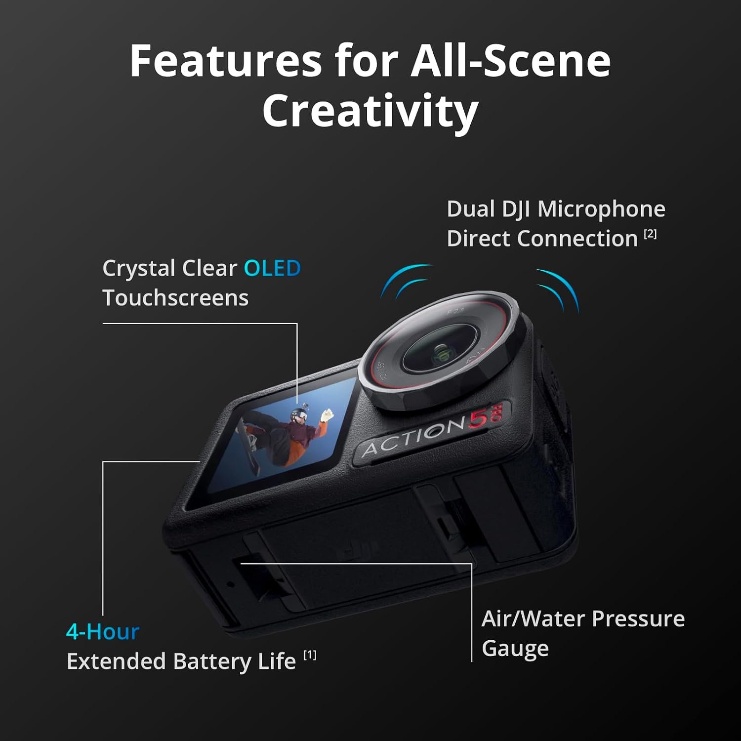 DJI Osmo Action 5 Pro Standard Combo, Waterproof Action Camera | 1/1.3" Sensor, 4K/120fps Video, Subject Tracking, Stabilization, Dual OLED Touchscreens, 47GB Storage, Vlogging Camera - Image 4