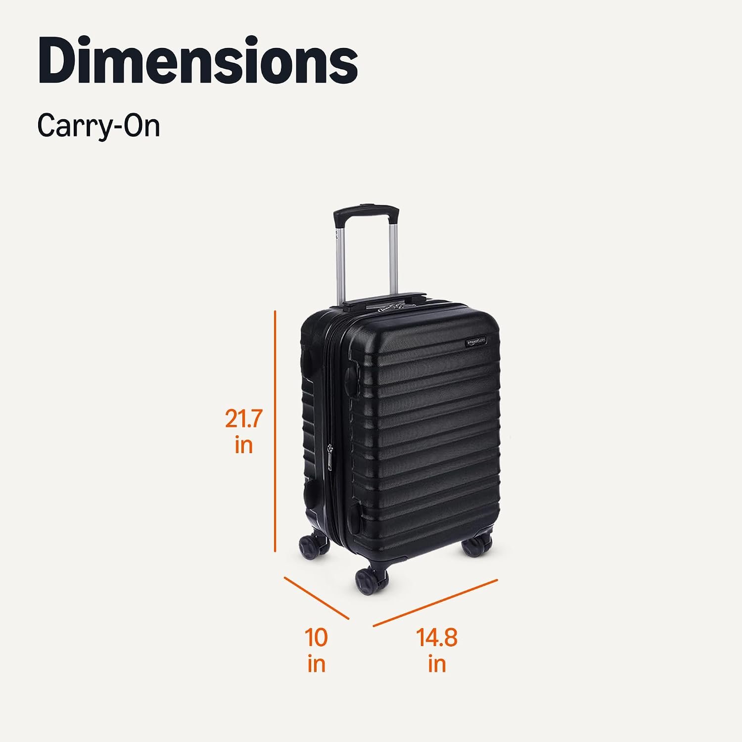 Amazon Basics 21" Hardside Carry-On Luggage with Spinner Wheels, Expandable for Up to 25% More Space, Scratch-Resistant Hard Shell, Telescoping Handle, Black - Image 6
