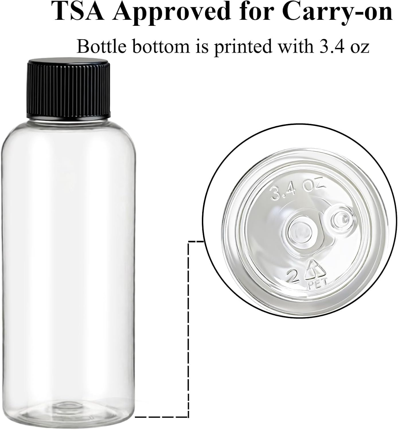 DNSEN Travel Bottles for Toiletries 3.4 oz Travel Size Mouthwash Bottles with Black Screw Cap, BPA Free Leak-Proof Portable Liquid Container 5 pack - Image 4
