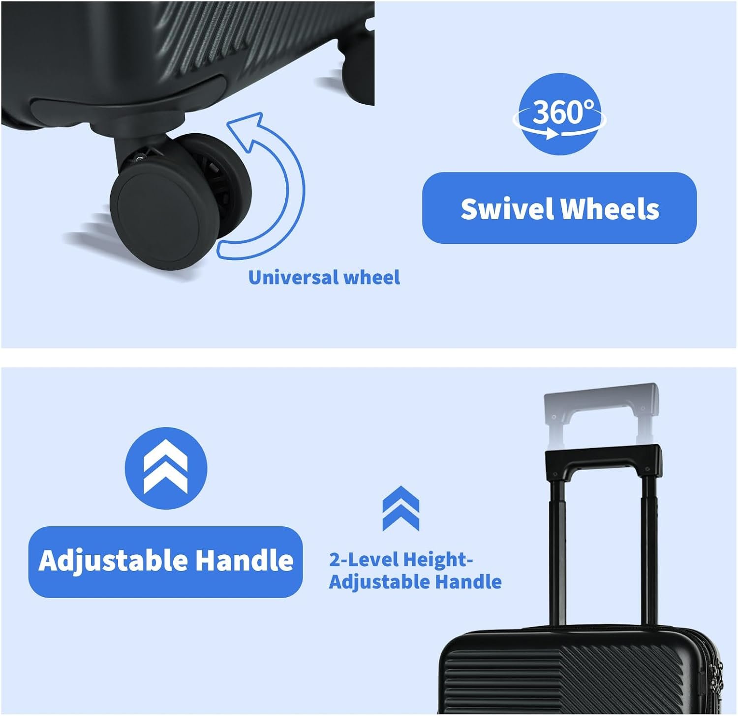Carry on Luggage Airline Approved, Carry-on Luggage for The Business Trip with Front Pocket, 20 inch Hardshell PC Carry on Suitcases with Wheels, Combination Lock, Cup Holder and USB Port - Image 5