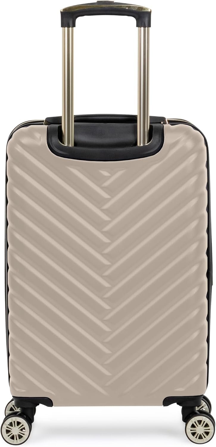 Kenneth Cole REACTION Madison Square Lightweight Hardside Chevron Expandable Spinner Luggage, Taupe, 20-Inch Checked - Image 3