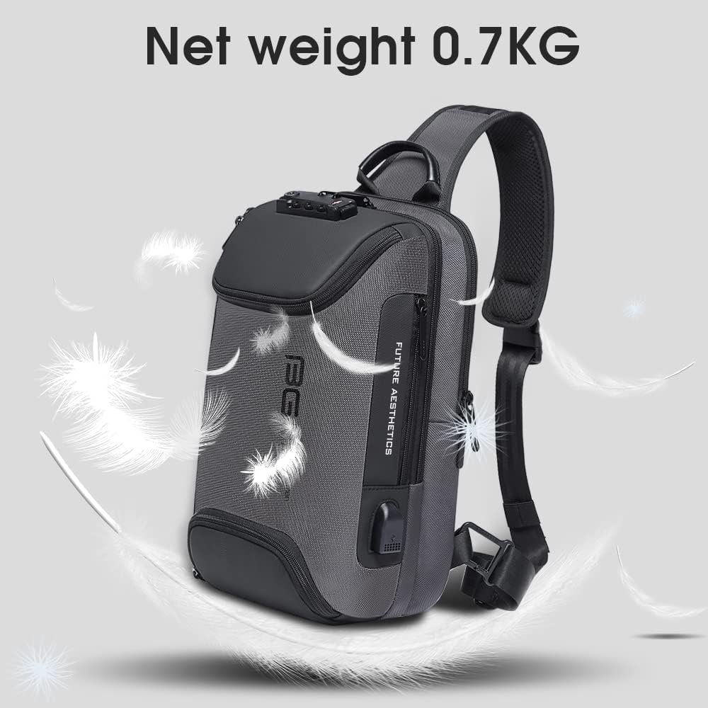 BANGE Sling Bag for Men, Waterproof Crossbody Backpack, USB Charging Shoulder Bag, Daypack for Travel, Work, Hiking - Image 7