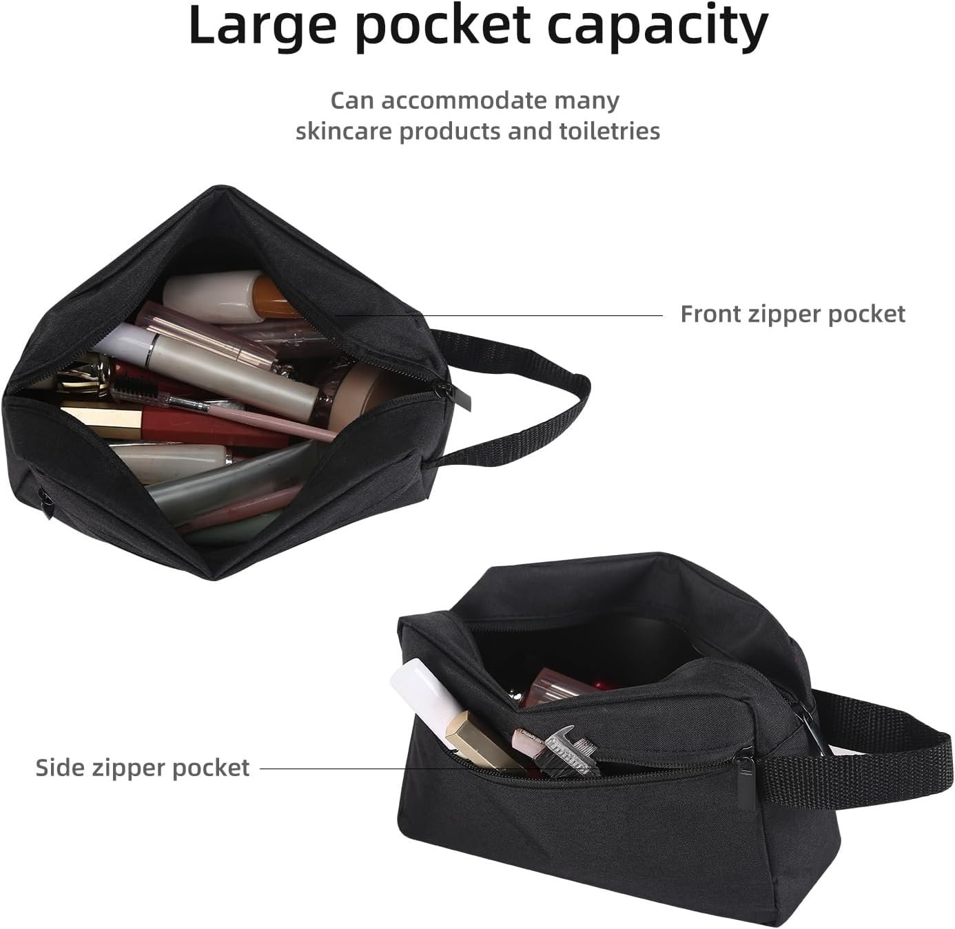 Icramsy Travel Toiletry bag Toiletry bag for women men Hanging Cosmetic bag Travel accessories for Women Men (Black) - Image 4