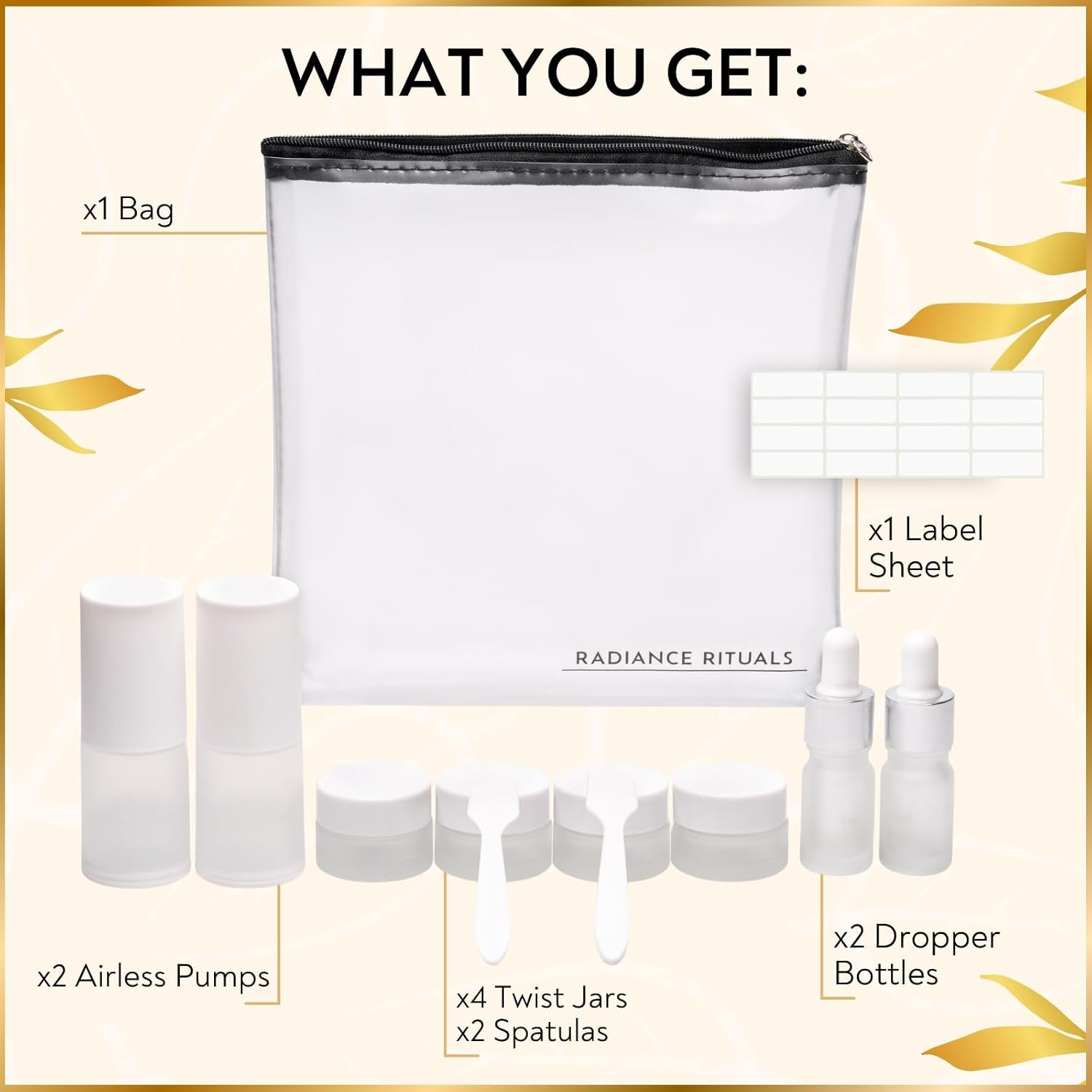 11 Piece Travel Skincare Containers Set - TSA Approved Toiletry Bag & Travel Size Toiletries Bottles - Airless Pump, Dropper Bottles & Travel Size Containers for Serums, Moisturizers, & Oils - Image 6
