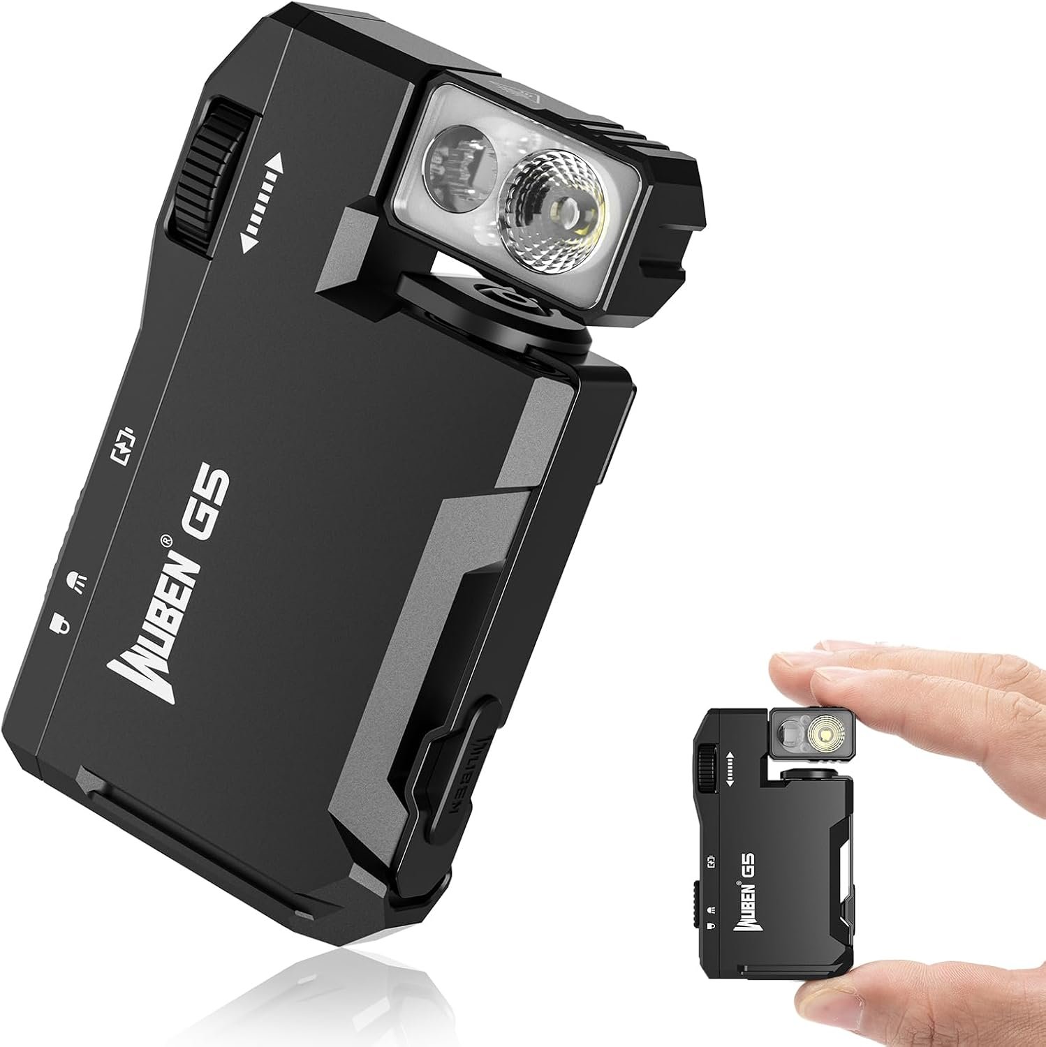 WUBEN G5 Rechargeable EDC Flashlight, Mini Flat Bright Pocket Flashlight | 400 Lumens Dual Light Source LED Flashlight with RGB, Powerful Magnetic Small Keychain Light for Home, Camping, Emergencies