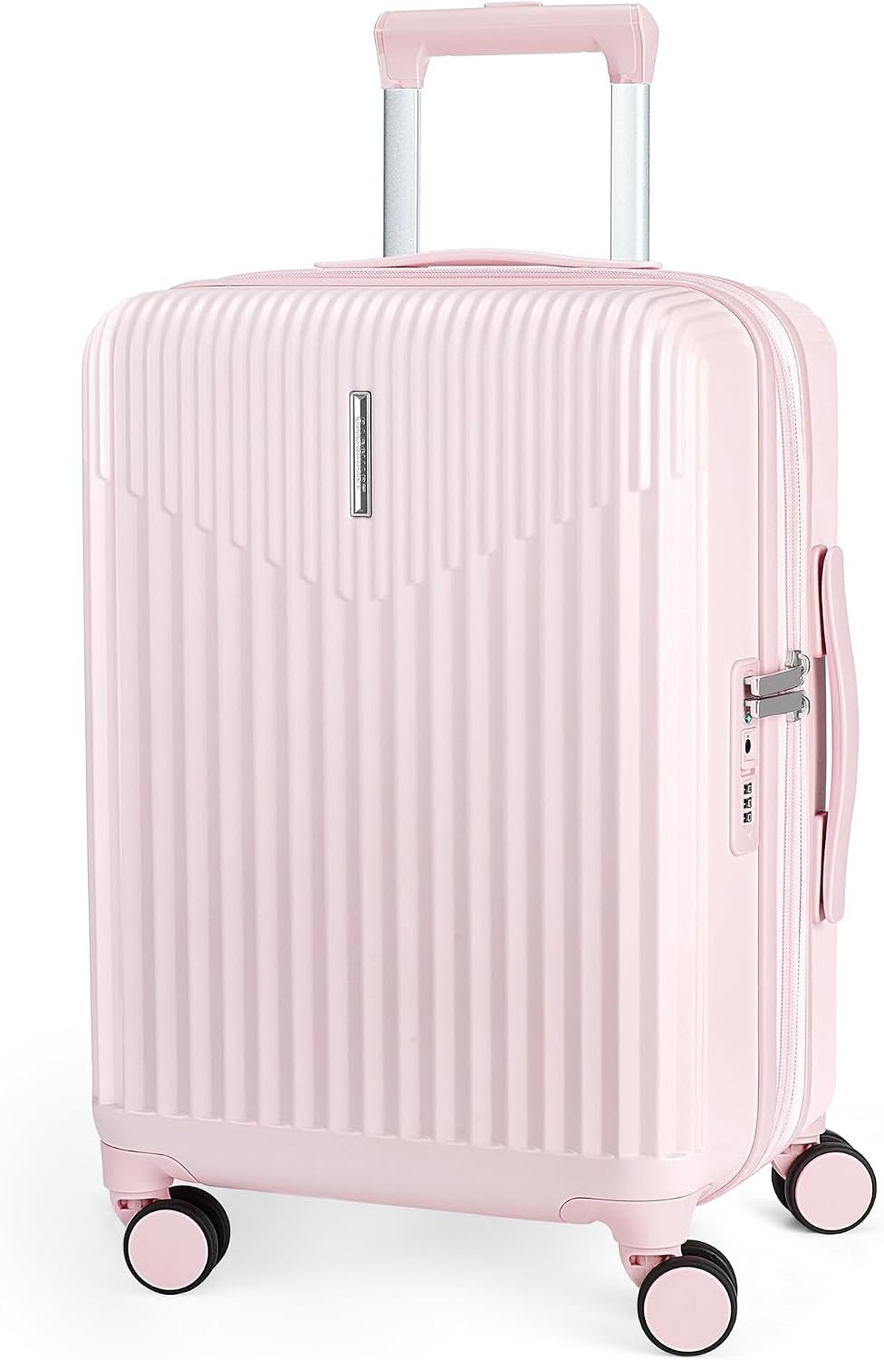 BAGSMART 20" Spinner Carry-On, PC Hardside Expandable, TSA Lock, Pink