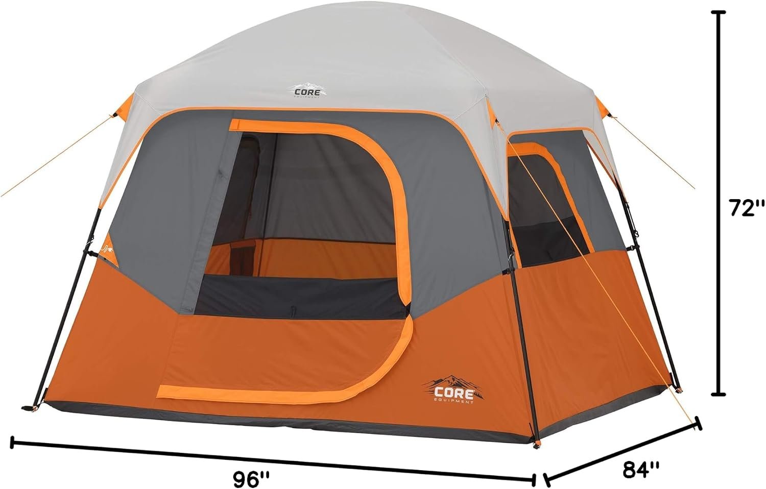 CORE Tent for Family Camping | 4 Person & 6 Person Portable Camp Tent with Carry Bag for Outdoor Car Camping | Included Gear Loft Organizer for Camp Accessories - Image 8