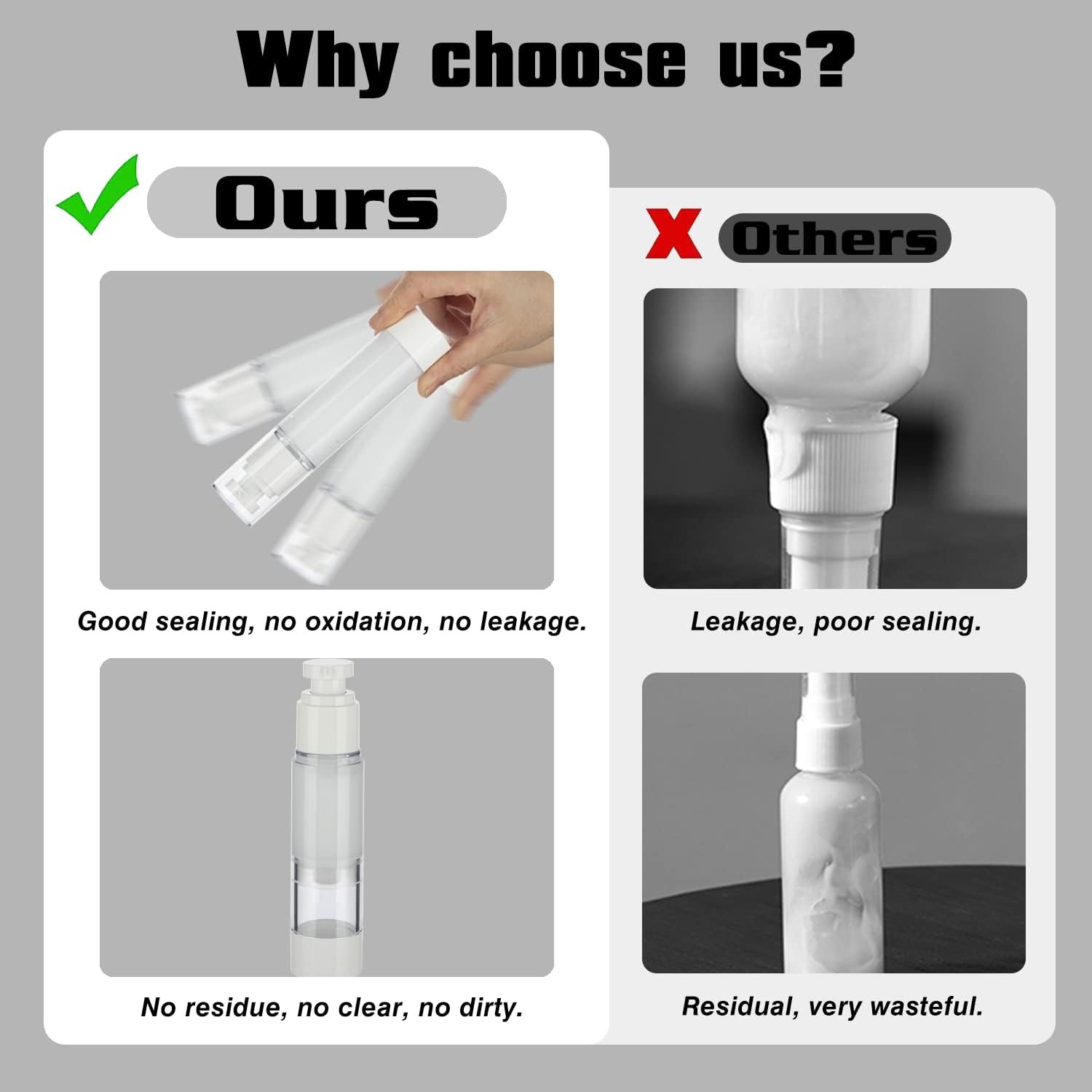 0.5OZ/15ML Clear Airless Pump Bottles, Lotion Dispenser Travel with Pump, Vacuum Plastic Travel Size Lotion Bottle for Foundation, Creams, Cosmetic(3 Pack) - Image 3