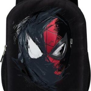 Marvel Comics Spiderman Backpack - Into The Spider-Verse Black Knapsack 16 inch Mesh Padded Bag (Spider Game)