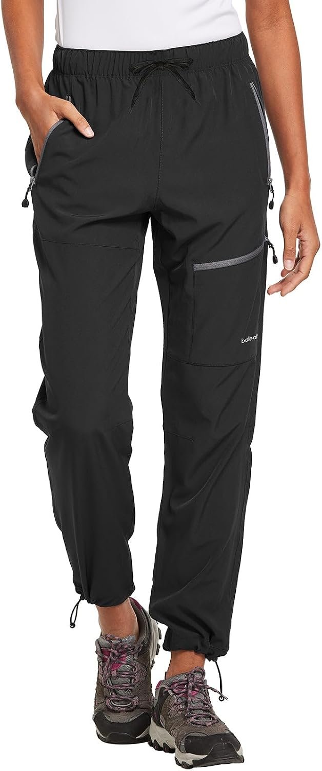 baleaf Women's Hiking Pants Quick Dry Lightweight Water Resistant Elastic Waist Cargo Pants for All Seasons | Petite/Reguar/Tall sizing, Secure Zip Pockets, Water Resistant,breathable Cargo Pants for Travel Camping