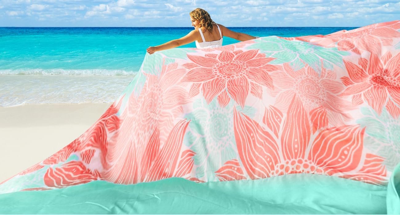 HIHOHO Waterproof Sandproof Beach Blanket Mat for 1-8 Adults, Quick Drying | Extra Large Sand Mat Blanket for Beach Picnic Travel Camping Hiking Festival, Beach Vacation Accessories Must have - Image 2